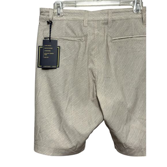 VINTAGE 1946 Utility Shorts Quick Dry 4-Way Stretch Belt Loop Tan/Gray M 32 NWT - Picture 5 of 8